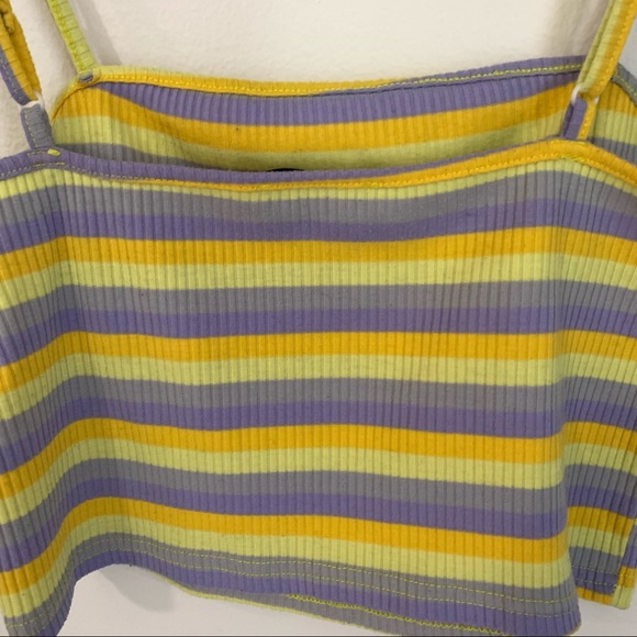 SHEIN Striped Cropped Camisole Purple Yellow Large - Picture 7 of 10